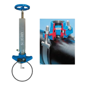 Pressure fitting for i::scan in-pipe installation (i::scan can be replaced under pressure)