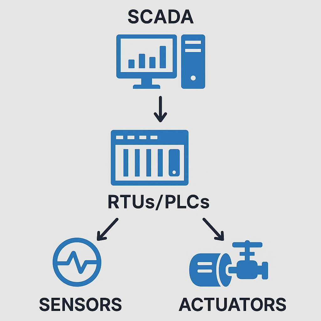 Visual representation of working of SCADA